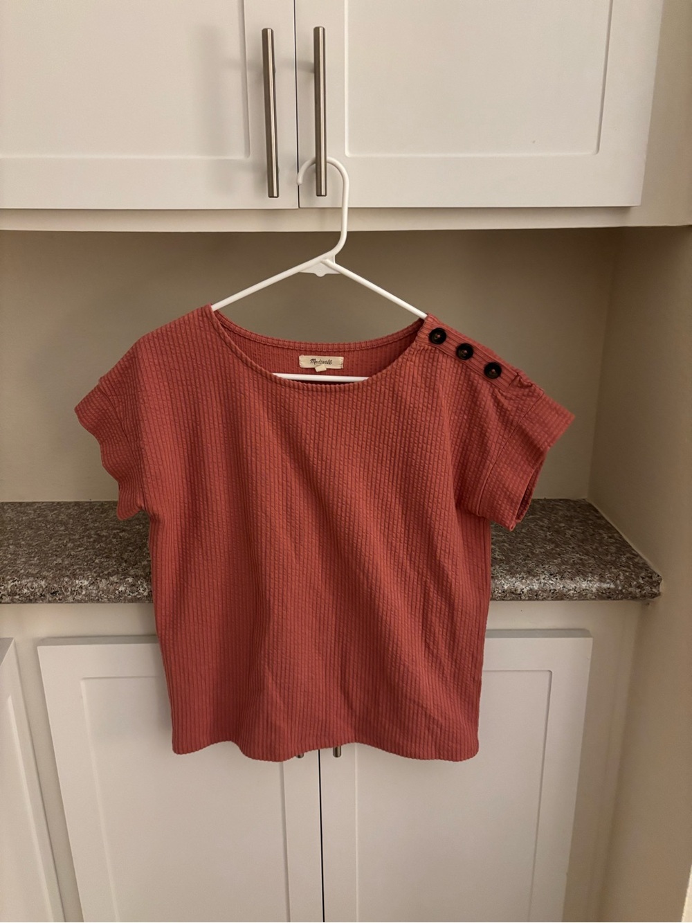 Madewell Ribbed Short-Sleeve Mauve Top